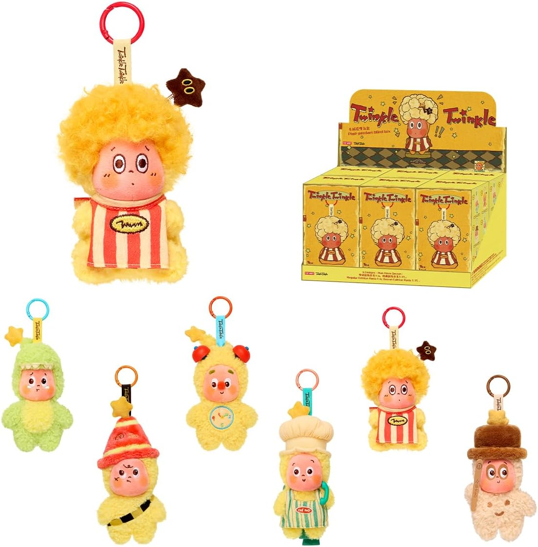 POP MART Twinkle Twinkle Be a Little Star Series - Pingente de pelúcia 1 caixa 2,5 polegadas Personagem articulado Design premium presentes para mulheres Brinquedo colecionável favorito dos fãs Figura de ação de brinquedo