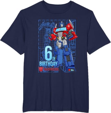 T-shirt de aniversário dos 6 anos do Optimus Prime dos Transformers
