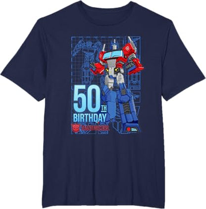 T-shirt de aniversário dos 50 anos do Optimus Prime dos Transformers