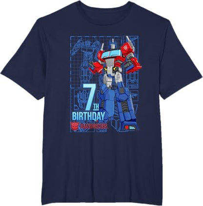 T-shirt de aniversário dos 7 anos do Optimus Prime dos Transformers