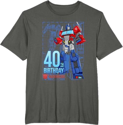 T-shirt de aniversário dos 40 anos do Optimus Prime dos Transformers
