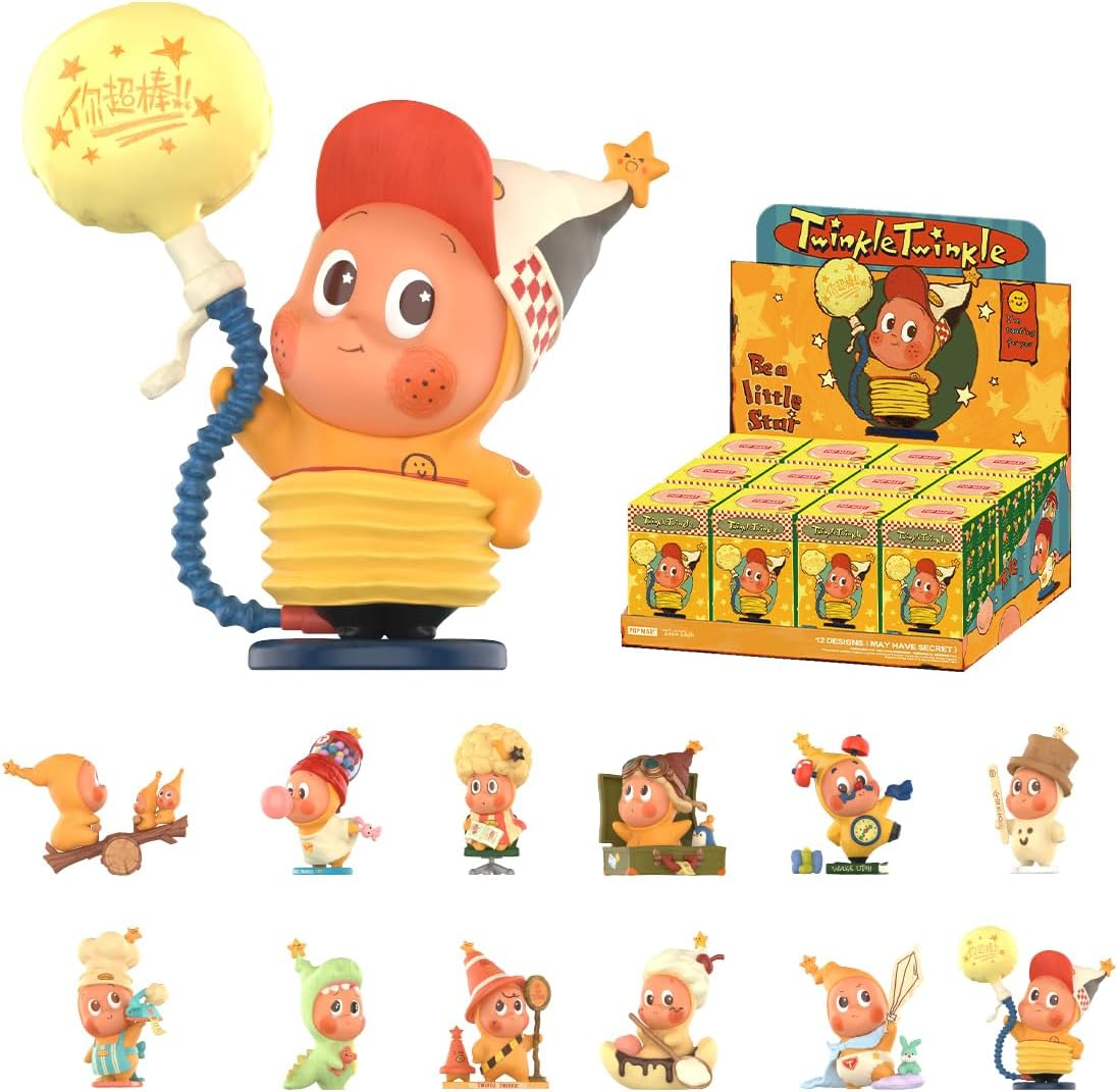 POP MART Twinkle Twinkle Be a Little Star Series - Pingente de pelúcia 1 caixa 2,5 polegadas Personagem articulado Design premium presentes para mulheres Brinquedo colecionável favorito dos fãs Figura de ação de brinquedo