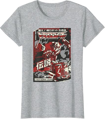 T-shirt Transformers Optimus Prime Capa de Banda Desenhada Japonesa Cybertroniana