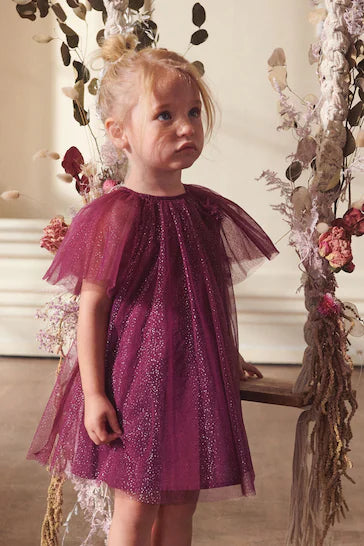 |BabyGirl| Vestido De Festa De Tule - Berry Pink Sparkle (3 meses a 10 anos)