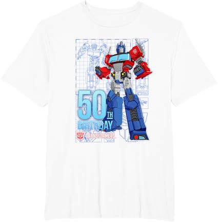 T-shirt de aniversário dos 50 anos do Optimus Prime dos Transformers