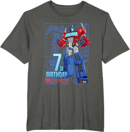 T-shirt de aniversário dos 7 anos do Optimus Prime dos Transformers