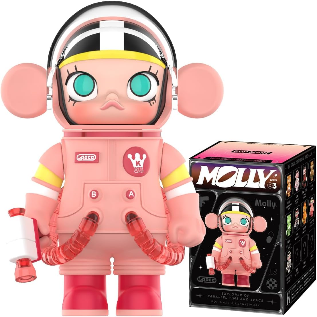 POP MART MEGA SPACE MOLLY 100% CLOT-Olive Alienegra 1 caixa de presentes de design premium para mulheres, boneco de ação colecionável chique favorito dos fãs