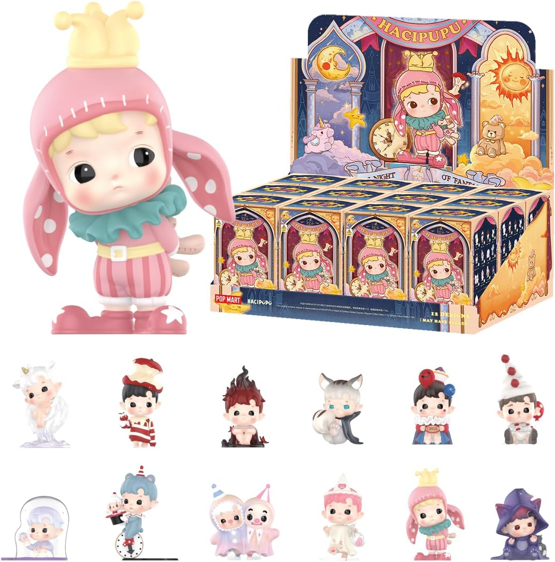 POP MART HACIPUPU HACIPUPU Uma Noite de Fantasia Série Figuras Conjunto Completo Design Premium Presentes para Mulheres Fãs-Favorito Colecionável Chic Art Toy Figura de Ação