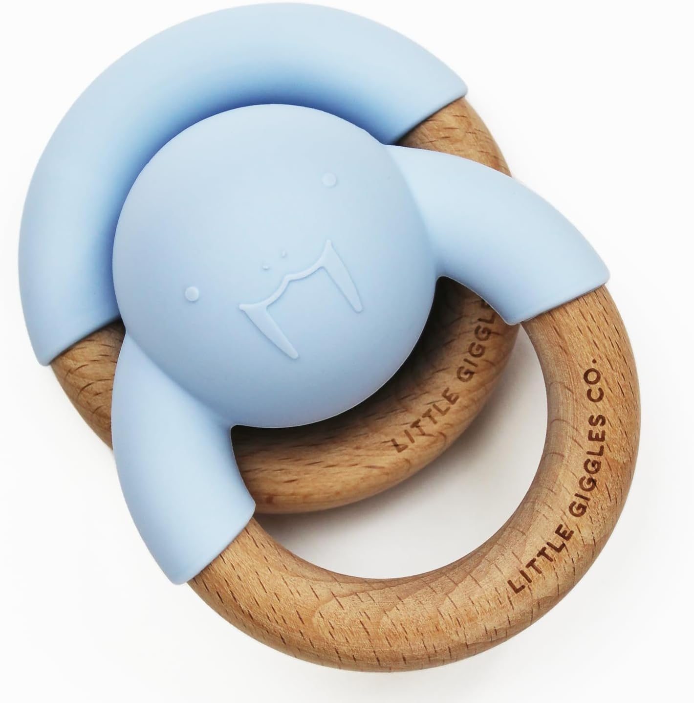 Conjunto de Mordedor de Mordedor de Mordida Little Giggles Co.® Walrus - Anel de Silicone para Mordida e Chocalho para Bebé, Brinquedos Sensoriais e de Dentição de Fácil Aderência, Artigos Essenciais e Presentes para Bebé Lindamente Feitos
