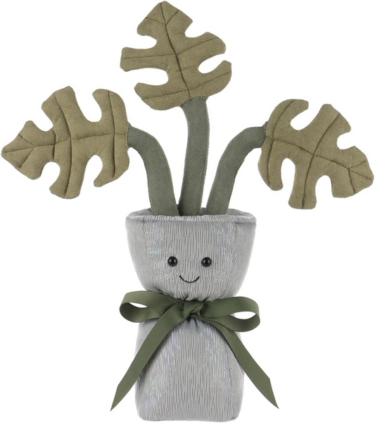 Vaso Monstera de Cordeiro Damasco Peluches Peluches para Crianças, Brinquedos de Peluche Macios e Fofos para Meninas e Meninos, Vaso Monstera Fofo Verde 13 Polegadas