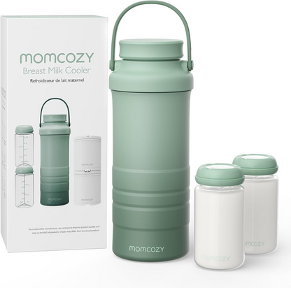Momcozy Refrigerador de leite materno portátil para exteriores, refrigerador de leite materno de viagem com capacidade superior a 22 onças com 2 peças, arrefecimento total de 360° durante 24 horas