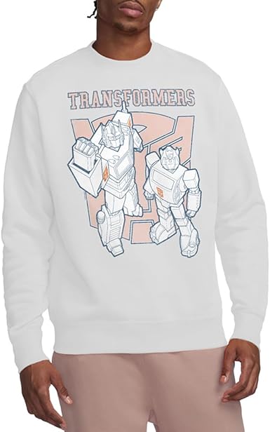 Sweatshirt unissexo Transformers Generations Collegiate Bumblebee and Optimus, sweatshirt branca
