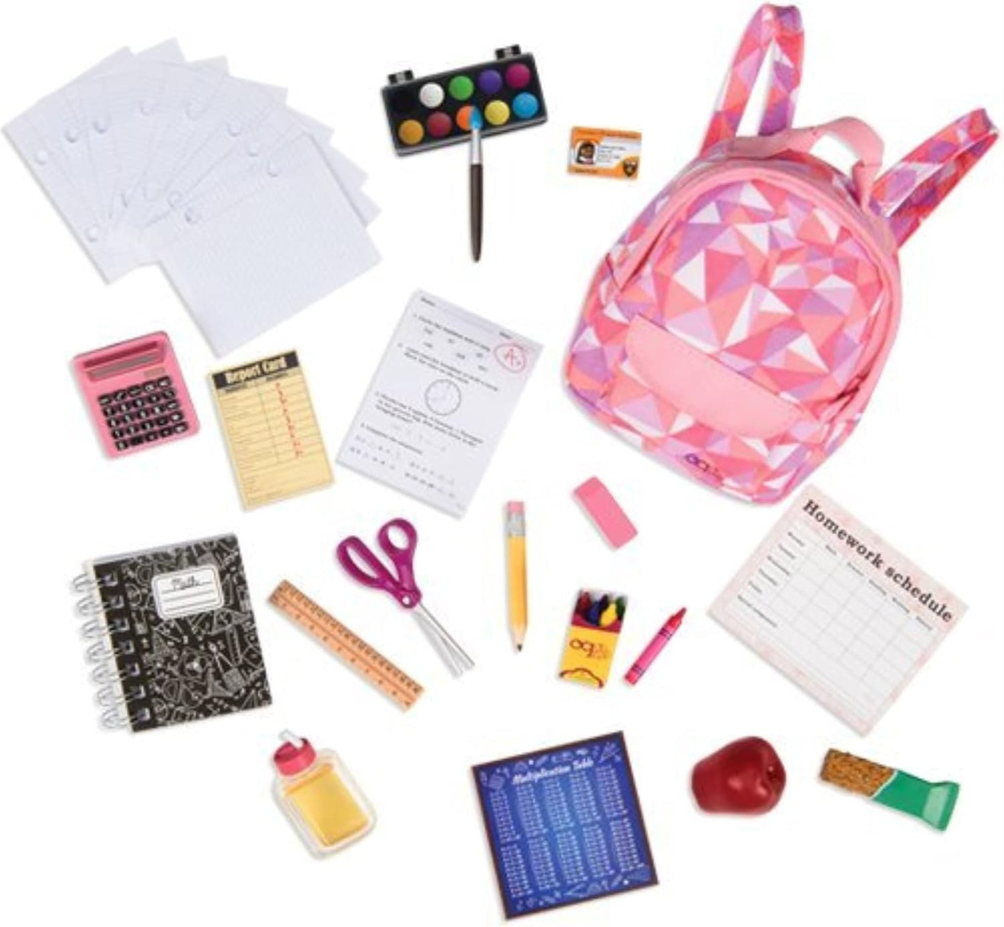 Conjunto de utensílios escolares para bonecas Our Generation 44588 Off to School