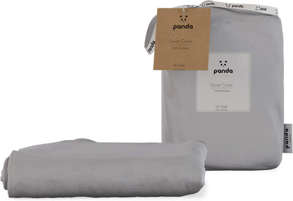 Capa de edredão Panda 100% bambu (cinza claro, individual do Reino Unido)