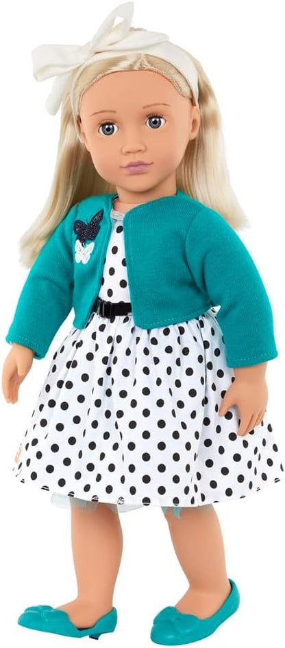 A Nossa Geração - Boneca retro de 46 cm com vestido de festa às bolinhas - Ruby