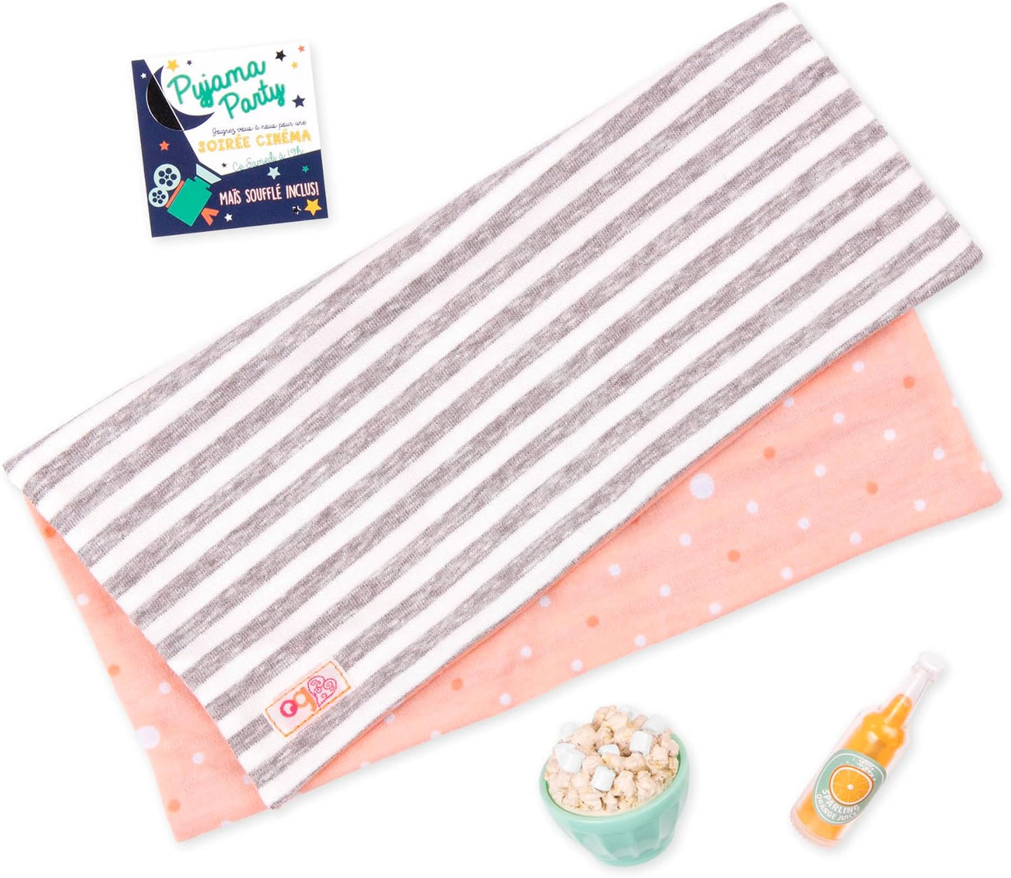 Mochila Hop On Carrier com estampado de festa Our Generation – Mochila infantil rosa com cinto de segurança frontal em forma de coração para bonecas de 45 cm – Mochila infantil funcional e fácil de limpar