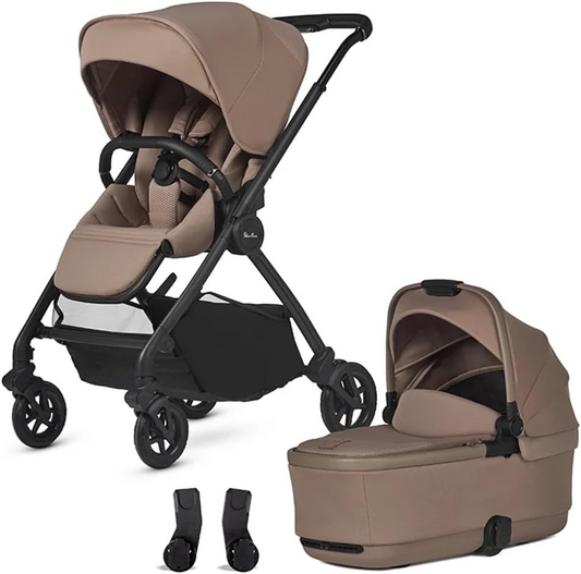 Silver Cross - Dune 2 Carrinho de bebé e alcofa First Bed - Carrinho de bebé compacto e sistema de viagem para estilos de vida urbanos - Recém-nascido a 4 anos (22 kg) - Mocha
