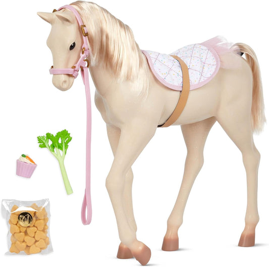 A nossa geração Palomino Party Foal – Boneca de cavalo bebé de 30 cm com guloseimas temáticas de aniversário – Inclui conjunto de acessórios de 5 peças