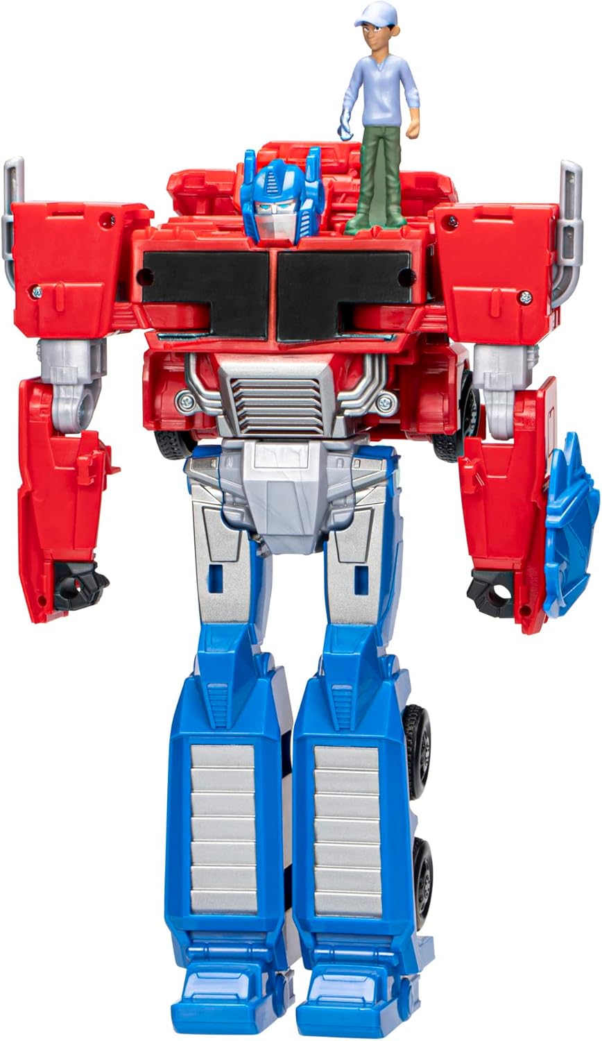 Transformers F7663 Toys EarthSpark Spin Changer, Multicolorido, Figura de Acção Optimus Prime de 20 cm com Figura Robby Malto de 5 cm, para maiores de 6 anos