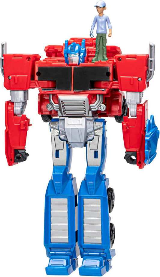 Transformers F7663 Toys EarthSpark Spin Changer, Multicolorido, Figura de Acção Optimus Prime de 20 cm com Figura Robby Malto de 5 cm, para maiores de 6 anos