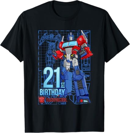 T-shirt de aniversário dos 21 anos do Optimus Prime dos Transformers