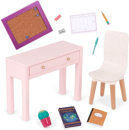 A Nossa Geração – Mobiliário para Casa de Bonecas – Conjunto de Mesa e Cadeira para Casa – Acessórios para Bonecas de 18 Polegadas – Brincadeiras de Faz de Conta – Brinquedos para Crianças a partir dos 3 anos – Conjunto de Escritório OG Working Wonder