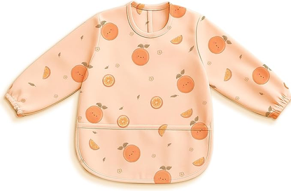 Babete de manga comprida Tiny Trees para bebé com bolso – Macacão impermeável para desmame, blusa grande para bebé e criança dos 6 aos 36 meses – Fácil de limpar, leve, resistente a manchas, à prova de puxões e lavável à máquina