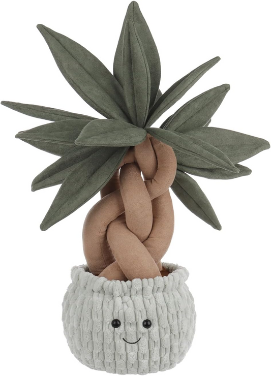 Árvore de dinheiro em vaso de cordeiro damasco, bichos de peluche para crianças, brinquedos de peluche fofos e macios para bebés, menina e menino, árvore de dinheiro em vaso fofa, verde, 19,7 polegadas