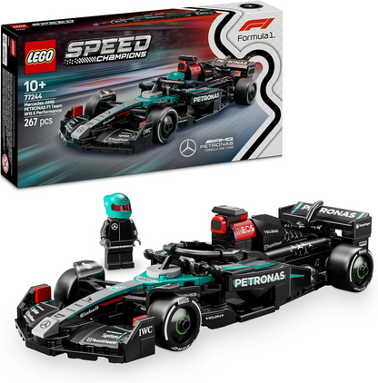LEGO Speed Champions Mercedes-AMG F1 W15 Race Car Toy com uma minifigura colecionável de piloto de Fórmula 1 - Kits de modelos para meninos e meninas de 10 anos ou fãs adultos de automobilismo 77244