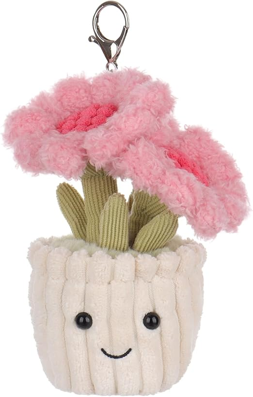 Porta-chaves fofo de girassol de cordeiro damasco, porta-chaves de pelúcia macio e recheado para mochila infantil, bolsa, 5,9 polegadas