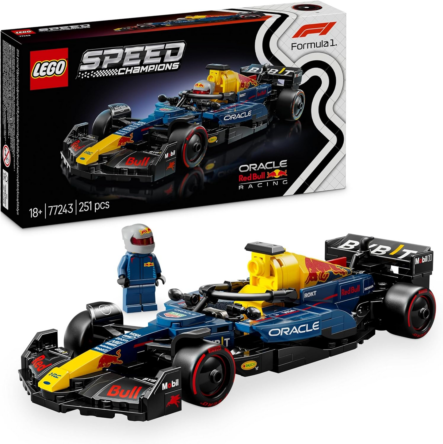 Passe o rato sobre a imagem para ampliar LEGO Speed Champions Oracle Red Bull Racing RB20 F1 Race Car Modelo com uma minifigura colecionável de piloto de Fórmula 1 - Conjunto de exposição para fãs adultos de automobilismo e corrida 77243