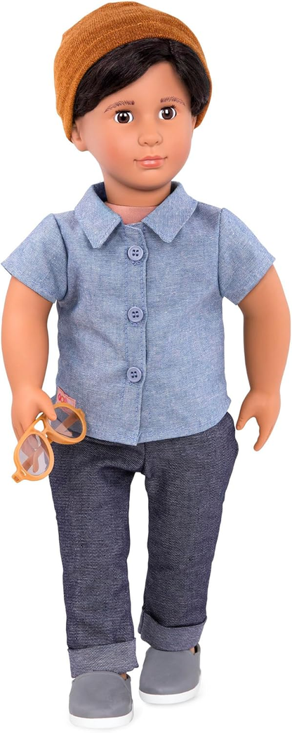 Boneco Franco Boy da Our Generation – Boneco fashion boy de 45 cm com óculos de sol – Inclui roupa de 6 peças