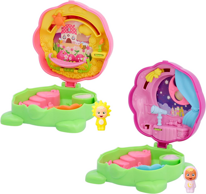 CRY BABIES Little Changers Sunny & Moon Pack de 2 cápsulas colecionáveis em forma de flor que inclui duas mini bonecas, duas pipetas e dois folhetos +3 anos