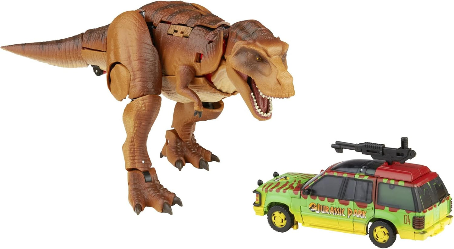 Transformers Generations Collaborative: Jurassic Park Mash-Up Tyrannocon Rex e Autobot JP93. Para maiores de 8 anos.