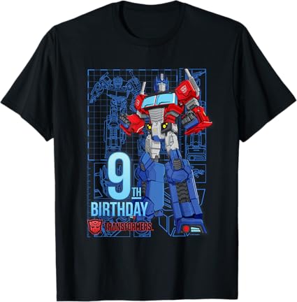 T-shirt de aniversário dos 9 anos do Optimus Prime dos Transformers