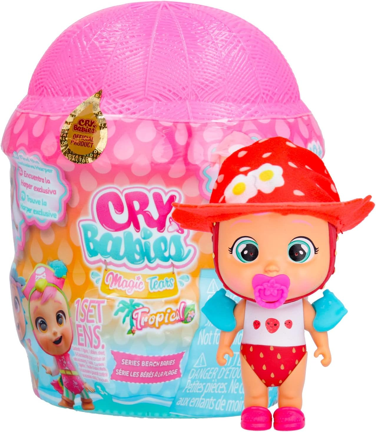Cry Babies Magic Tears Tropical Beach Babies Pack | 2 Bonecas surpresa colecionáveis que choram lágrimas verdadeiras com Fato de Banho e 14 Acessórios - Brinquedos para meninas e meninos +3 anos