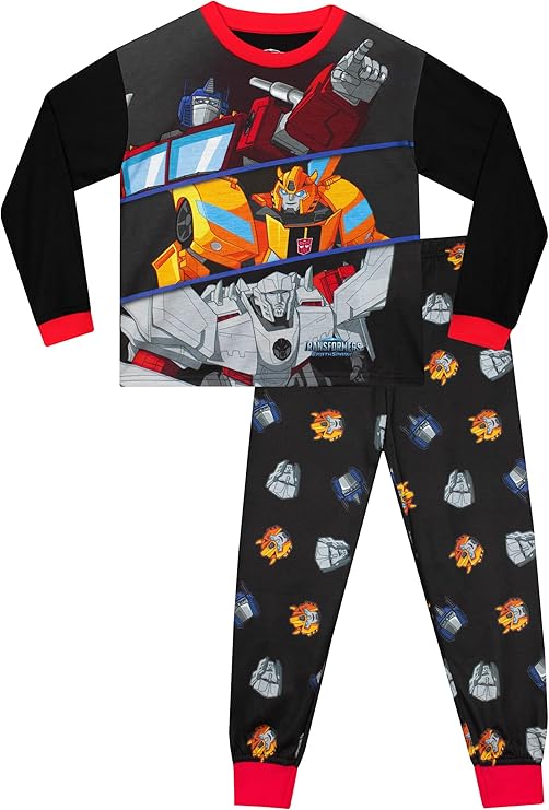 Pijamas Transformers | Pijamas Bumblebee e Optimus Prime para menino | Conjuntos de pijama de manga comprida para menino | Dos 3 aos 10 anos