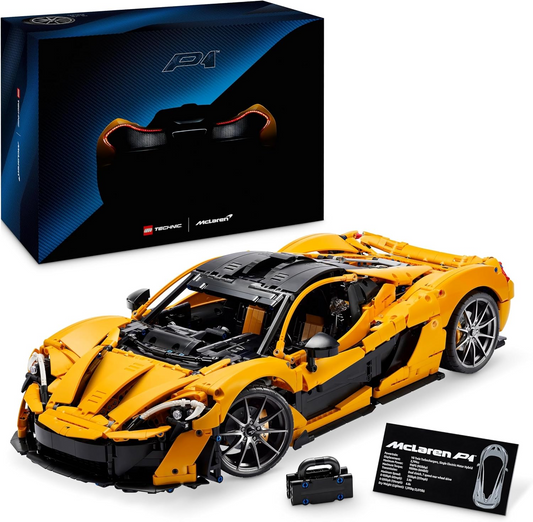 Conjunto de construção de hipercarro LEGO Technic McLaren P1, kit de carro modelo à escala para adultos construirem, veículo colecionável com motor de pistão V8 e caixa de 7 velocidades, presente para homens, mulheres, ele ou ela 42172