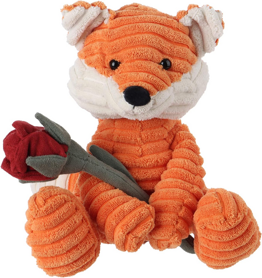 Animal de peluche de cordeiro damasco, veludo cotelê rosa, raposa, brinquedos macios do dia dos namorados, peluche fofinho, perfeito para crianças de 8,7 polegadas