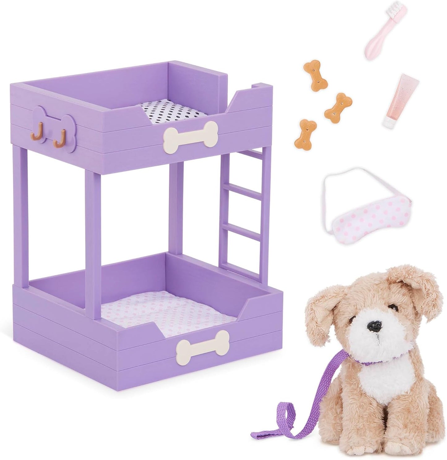 A Nossa Geração - Cama para animais de estimação e conjunto para peluches - Brinquedo de peluche - Acessórios para bonecas de 46 cm - Brincadeira de faz de conta - Brinquedo para crianças a partir dos 3 anos - Beliche para cachorros
