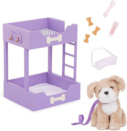 A Nossa Geração - Cama para animais de estimação e conjunto para peluches - Brinquedo de peluche - Acessórios para bonecas de 46 cm - Brincadeira de faz de conta - Brinquedo para crianças a partir dos 3 anos - Beliche para cachorros