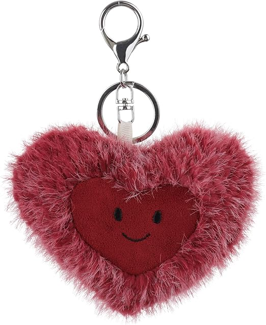 Porta-chaves de peluche fofo de cordeiro damasco, coração milagroso, peluche para o dia dos namorados, bolsa infantil, mochila, bolsa de mão de 3,1 polegadas