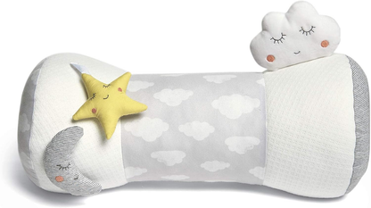 Mamas & Papas Tummy Time Roll, Almofada Interativa Suave para Bebé com Chocalho Integrado, Dream Upon A Cloud