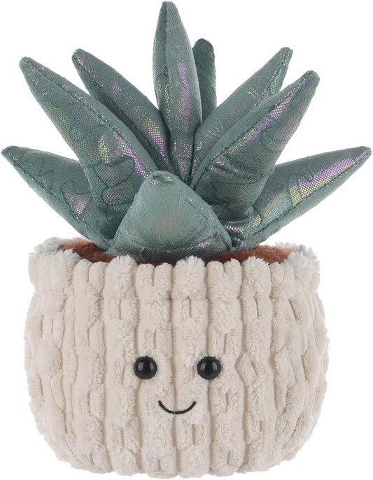 Animais de peluche de planta de aloé vera em vaso de cordeiro damasco para crianças, brinquedos de peluche fofos e macios para bebés, menina e menino, planta de aloé vera fofa em vaso verde 8,3 polegadas