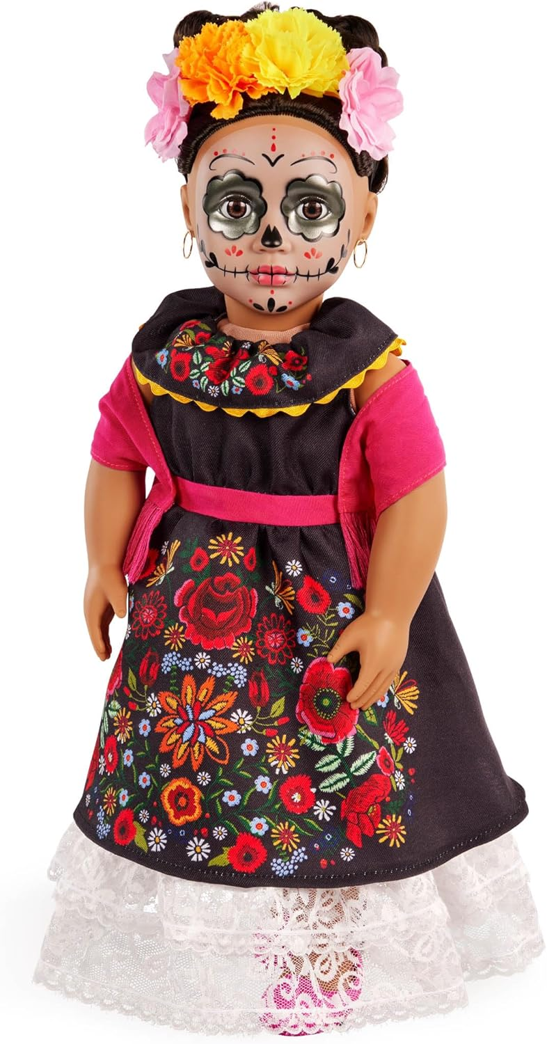 A Nossa Geração – Boneca Día de los Muertos Edição Especial de 45 cm – Coroa de Flores e Pintura Facial Assinatura Calavera – Vestido Autêntico com Detalhes Florais – Esperanza