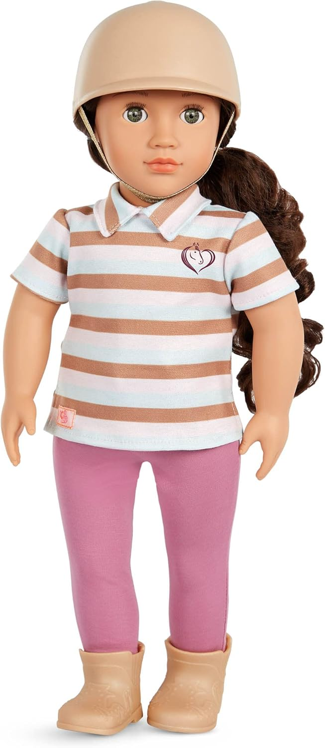 Boneca Rider Aydan da Our Generation - Boneca móvel de 46 cm com roupa, acessórios - Capacete de montar, t-shirt e botas - Brinquedo a partir dos 3 anos