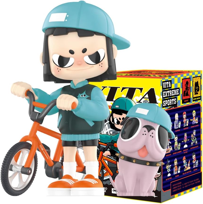 Conjunto POP MART VITA Radical Sports Series (12 caixas) 2,5 polegadas, personagem articulado, design premium, presentes para mulheres, caixa surpresa de decoração de mesa favorita dos fãs, brinquedo colecionável, arte, boneco de ação