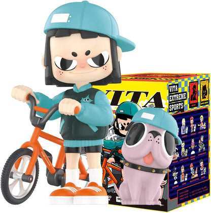 Conjunto POP MART VITA Radical Sports Series (12 caixas) 2,5 polegadas, personagem articulado, design premium, presentes para mulheres, caixa surpresa de decoração de mesa favorita dos fãs, brinquedo colecionável, arte, boneco de ação