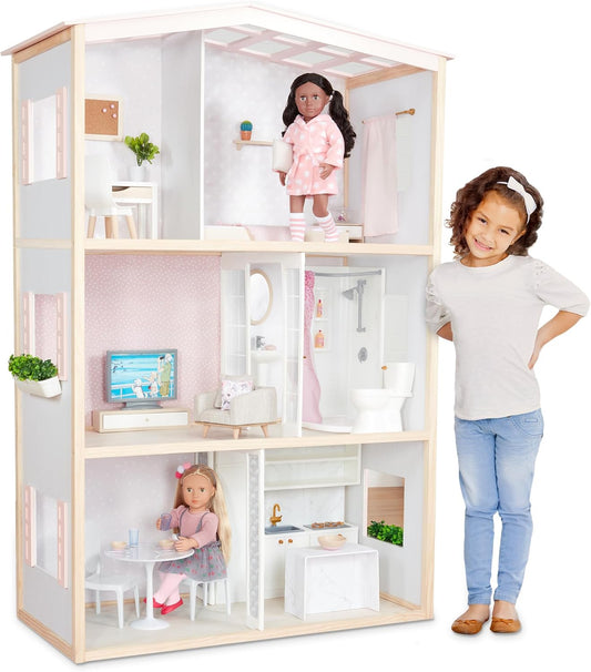 A Nossa Geração – Acessórios para Bonecas de 18 Polegadas – Conjunto de Brinquedos para Casa de Bonecas – Móveis Móveis – Quarto, Cozinha, Casa de Banho e Mais – Brincadeira de Faz de Conta 3+ Anos – Doce Lar