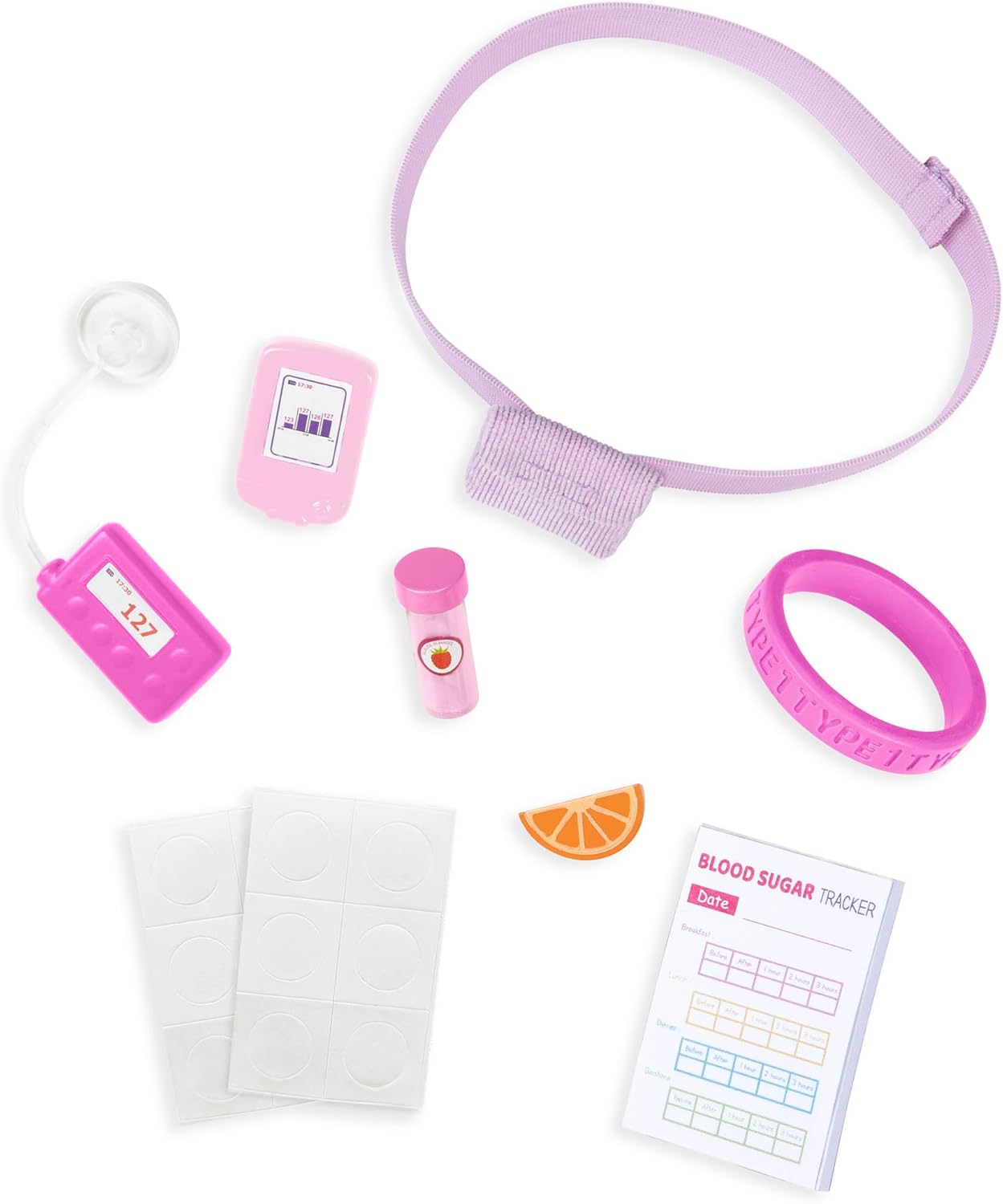 O Nosso Conjunto de Tratamento Geração Doce – Kit de Cuidados para Diabéticos para Bonecas de 18 Polegadas – Conjunto de 9 Acessórios para Diabéticos